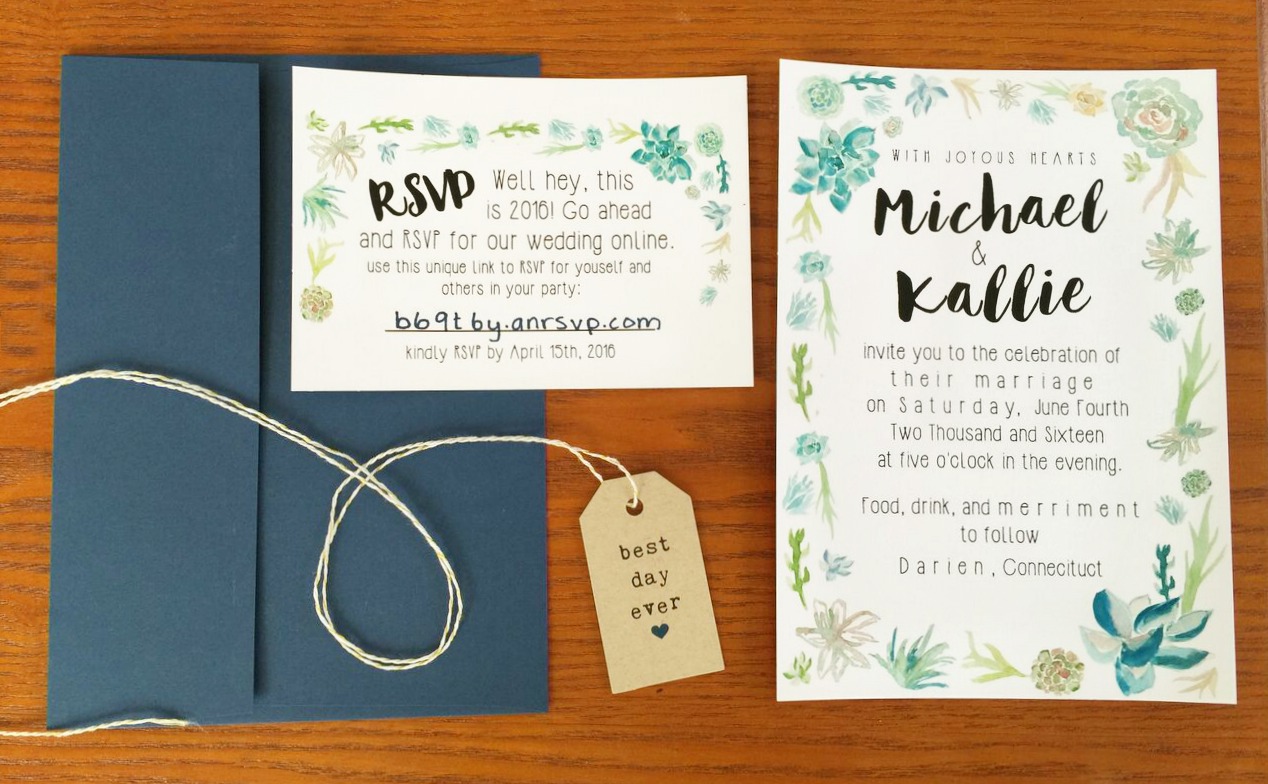 succulent wedding invitation under $120- But First, Coffee Wedding