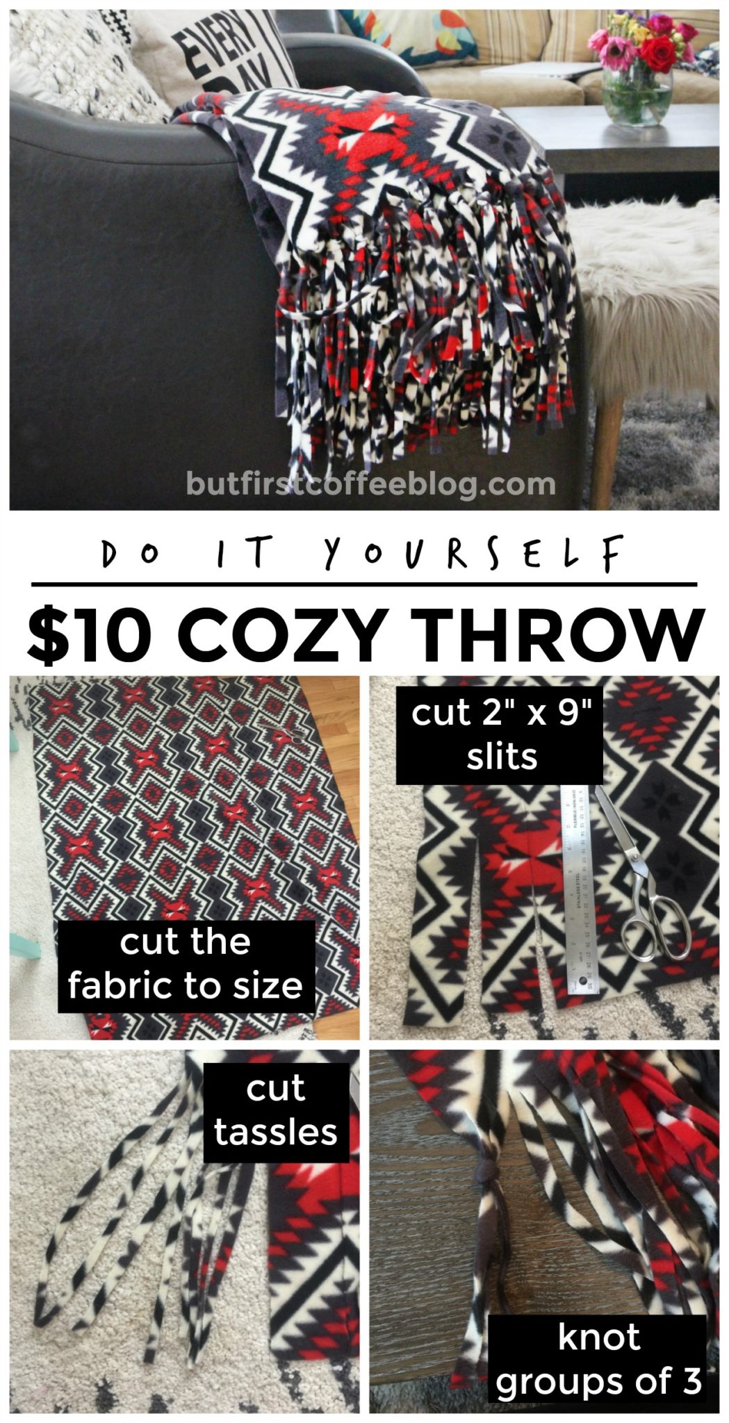 How to Make a Cozy, No Sew Throw Blanket Tutorial