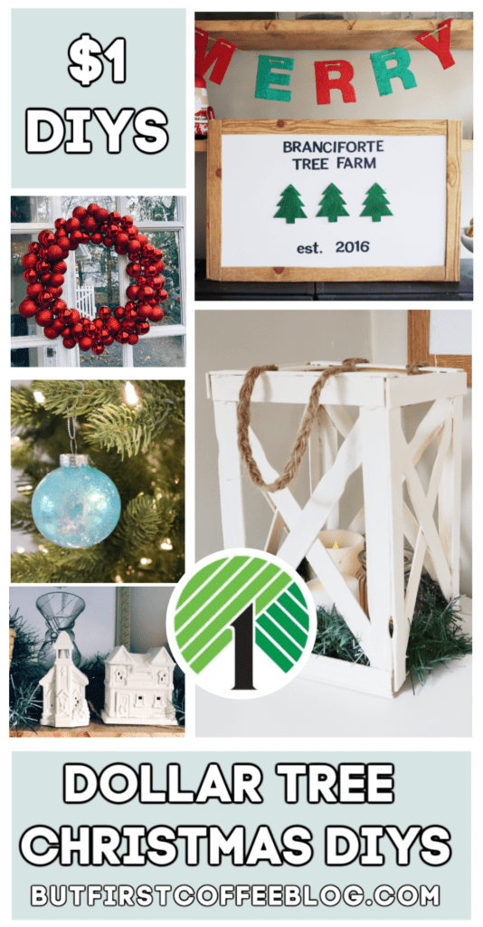 5 Dollar Tree Christmas DIYs | Dollar Tree Lantern, Christmas Bulb Wreath DIY, Glitter Bulbs, White Houses DIY, Dollar Tree Sign